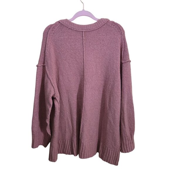 Free People Womens Brookside Sweater Oversized Tunic V-Neck Alpine Rose  Size S - Picture 3 of 8